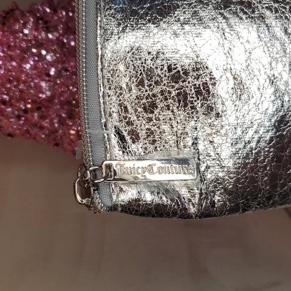 Juicy Couture 💖NWOT💖 Crackled Metallic Silver Large Cosmetic Bag!💖💖💖 - Picture 4 of 9